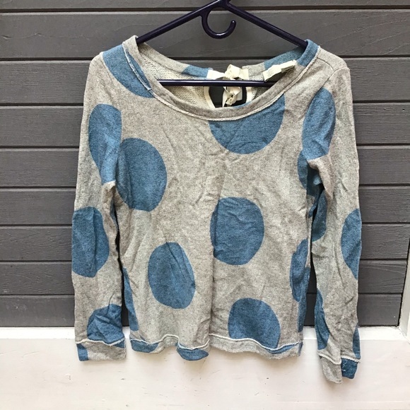 Blue and Grey Cotton Sweater, Anthropology Sz M - Picture 2 of 10